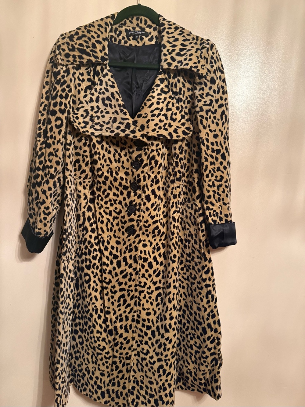 Betsey Johnson Leopard Print Trench Coat - Tan & Black